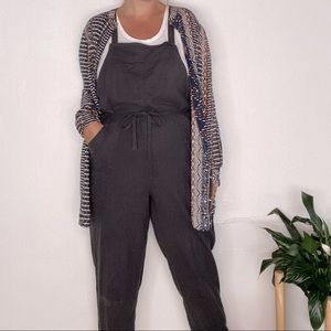 Universal Thread linen blend tie waist overalls